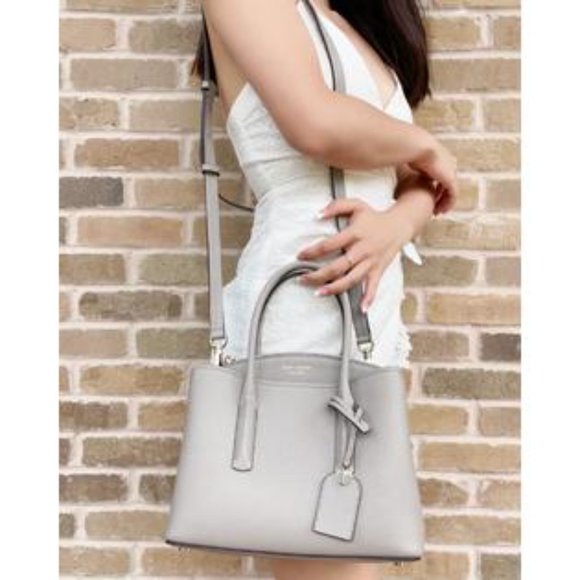 Kate Spade Margaux Medium Satchel Bag True Taupe Crossbody Gray - Picture 4 of 14